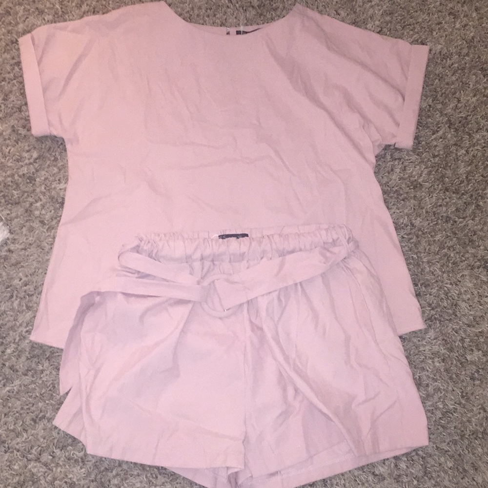 Blush pink shirt and short set